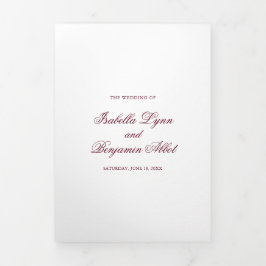 Invitación Tríptica Boda formal elegante tradicional de Borgoña