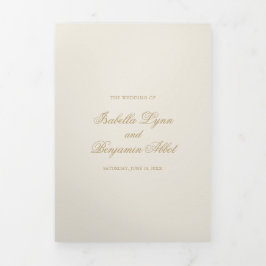Invitación Tríptica Boda formal elegante tradicional de marfil