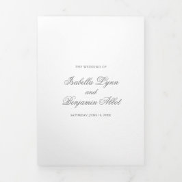 Invitación Tríptica Boda formal elegante tradicional gris