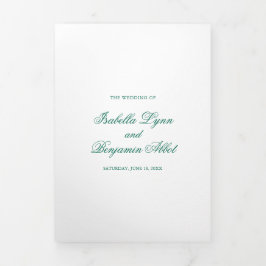 Invitación Tríptica Boda formal elegante tradicional verde esmeralda