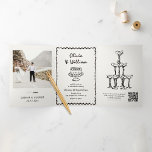 Invitación Tríptica Boda fotográfico con mano de cosecha vintage<br><div class="desc">Invitación Tri-Fold,  Boda fotográfico con mano de cosecha vintage</div>