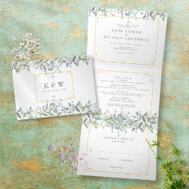 Invitación Tríptica Boda Fotográfico De Sage Y Lilac Greenerenerenery
