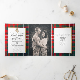 Invitación Tríptica Boda fotográfico Personalizado de Clan Wilson