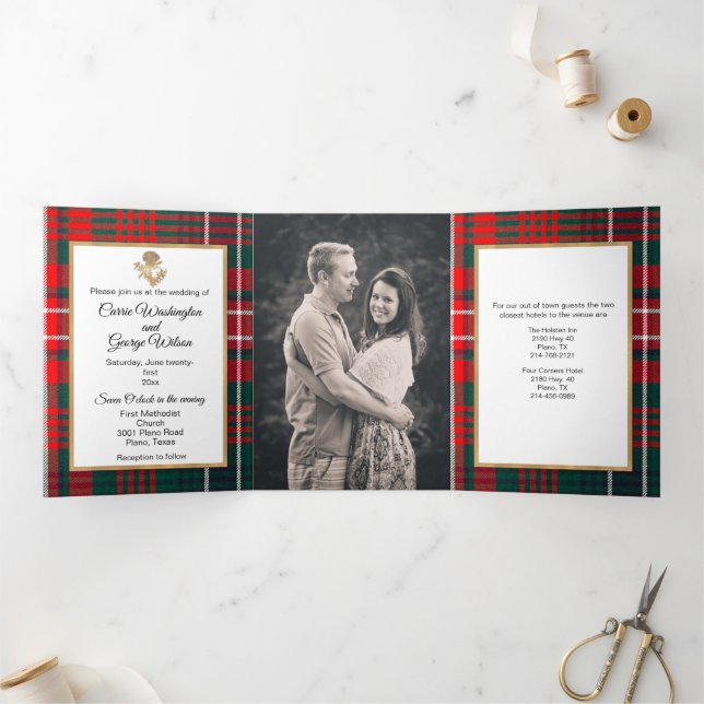 Invitación Tríptica Boda fotográfico Personalizado de Clan Wilson (Interior)