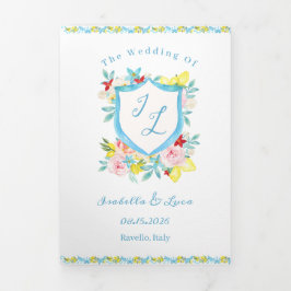 Invitación Tríptica Boda italiano mediterráneo de la costa de Amalfi