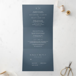 Invitación Tríptica Boda minimalista de fotografía de la Marina modern