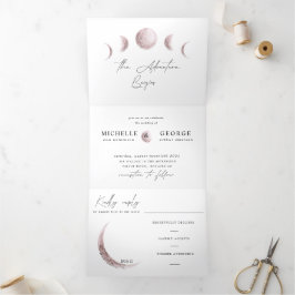 Invitación Tríptica boda místico de la luna rubia