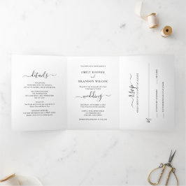 Invitación Tríptica Boda Moderna Foto Simple Elegante
