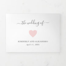 Boda moderna simple con corazón rosa
