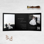 Invitación Tríptica Boda moderno de fotografía de moda, negro<br><div class="desc">Moderna y moderna foto Boda negro triple invitación</div>