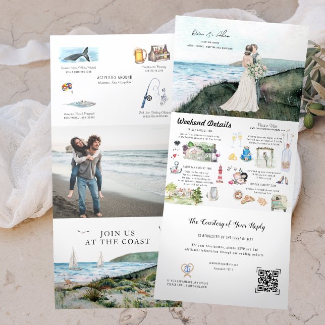 Invitación Tríptica Boda Rústica Costera junto al Mar (Subido por el creador)