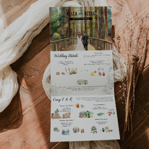 Invitación Tríptica Boda Rústica en el Bosque de Secuoyas