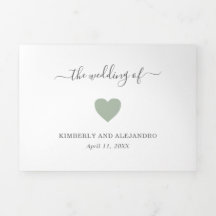 Boda Simple Cute Corazón Foto Verde Salvia Moderno