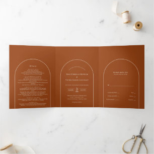 Invitación Tríptica Boda simple de Boho Arch Terracotta