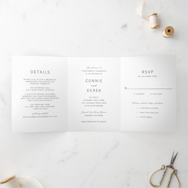 Invitación Tríptica Boda Simple Moderna (Interior)