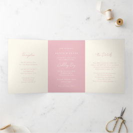Invitación Tríptica Boda Simple Rosa Moderna