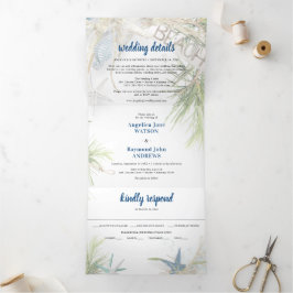 Invitación Tríptica Boda temático de la playa moderna