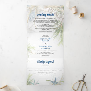 Invitación Tríptica Boda temático de la playa moderna 