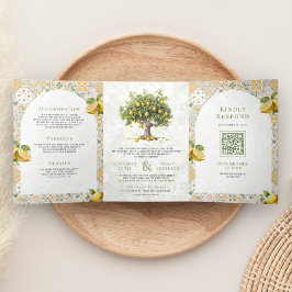 Invitación Tríptica Boda Todo en Uno de Baldosa Mediterránea y Limoner