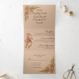 Invitación Tríptica Boda Todo en Uno Tiger Lily
