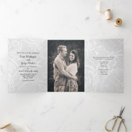 Invitación Tríptica Boda White Flourids