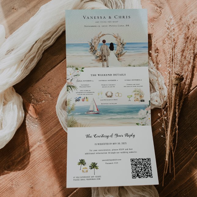 Invitación Tríptica Boho Beach | Boda Ilustrada (Subido por el creador)