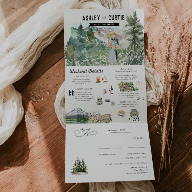 Invitación Tríptica Bosque montañoso rústico | Boda (Subido por el creador)