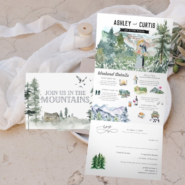 Invitación Tríptica Bosque montañoso rústico | Boda (Subido por el creador)