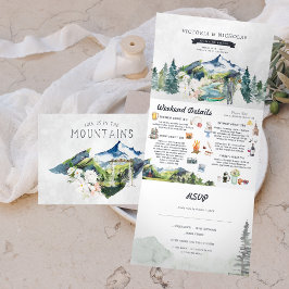Invitación Tríptica Bosque Rústico del Río de Montaña | Boda Ilustrada