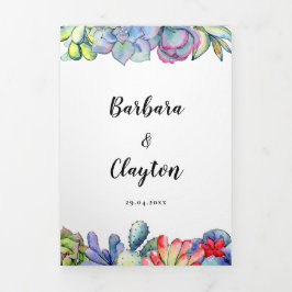 Invitación Tríptica Cacti y suculentas acuarela Todo en un boda