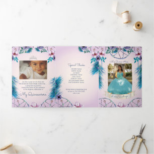 Invitación Tríptica Catcher de Turqouise y Dream Rosa españoles fotogr