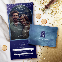 Invitación Tríptica Celine ・ Elegante foto Personalizado con cielo cel