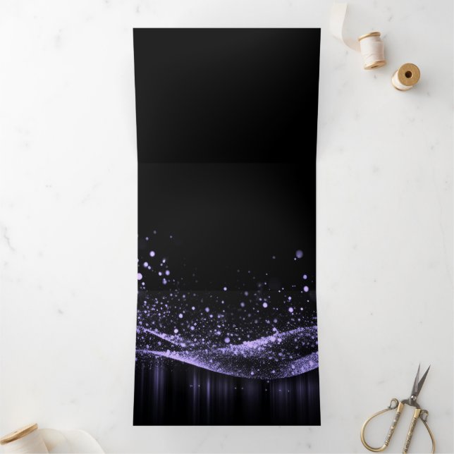 Invitación Tríptica Cinta de purpurina personalizable (Interior)