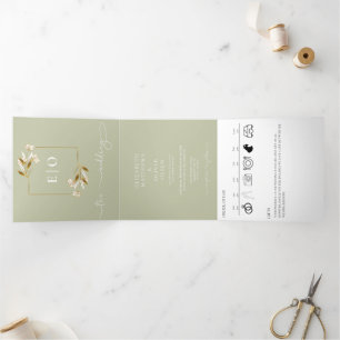 Invitación Tríptica Clásico moderno tradicional   Boda terrenal