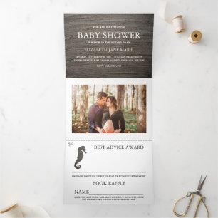 Invitación Tríptica Clay Seahorse, Baby Shower Suite