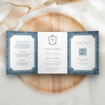 Código QR de Boda Católica Azul Polvoriento Victor
