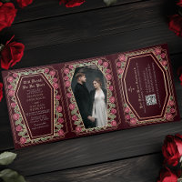 Código QR del Boda gótico rojo de la parte de la m