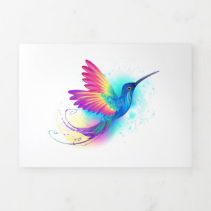 Invitación Tríptica Colibrí arcoiris exótica