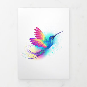 Invitación Tríptica Colibrí arcoiris exótica