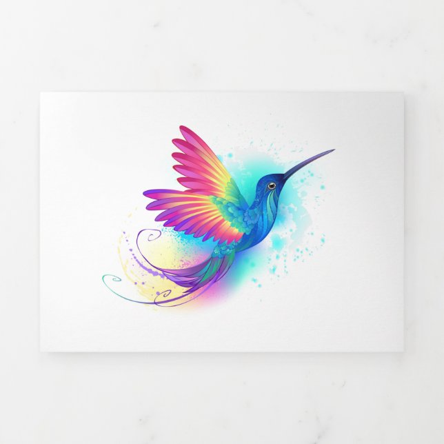 Invitación Tríptica Colibrí Arcoíris Exótico (Foto de portada)