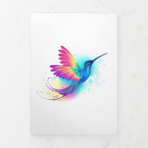 Invitación Tríptica Colibrí Arcoíris Exótico