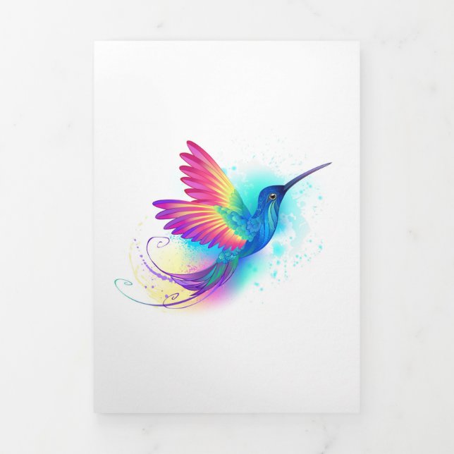 Invitación Tríptica Colibrí Arcoíris Exótico (Foto de portada)