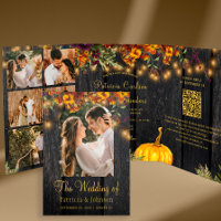 Collage de fotos florales de otoño QR RSVP boda