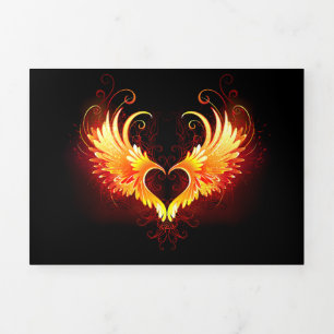 Invitación Tríptica Corazón de Fuego Ángel con Alas