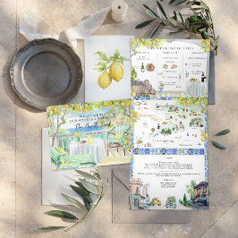 Invitación Tríptica Costa Amalfi | Mapa Itinerario Mediterráneo