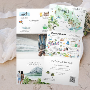 Invitación Tríptica Costa Rica Itinerario de Boda de Destino
