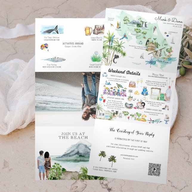 Invitación Tríptica Costa Rica | Itinerario de bodas de destino (Subido por el creador)