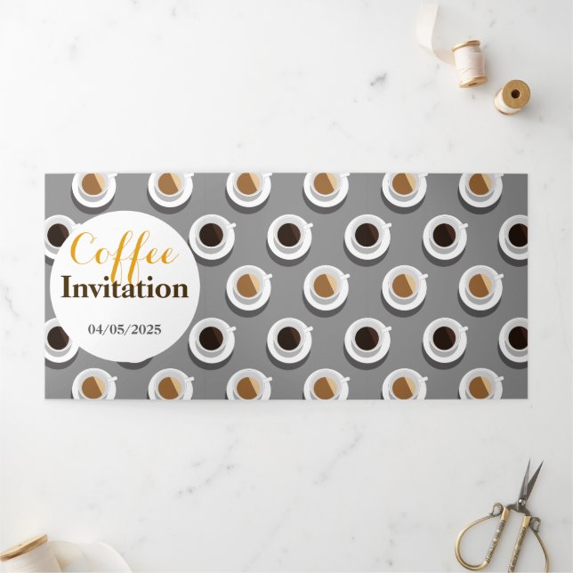Invitación Tríptica Descanso para el café. (Exterior)