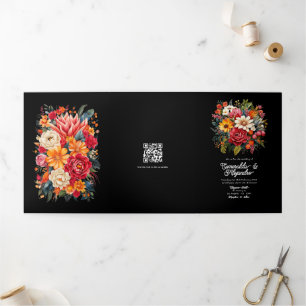 Invitación Tríptica Detalles de Invitado de Boda Fiesta, Foto & Código