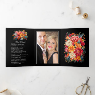 Invitación Tríptica Detalles de Invitado de Boda Fiesta, Foto & Código